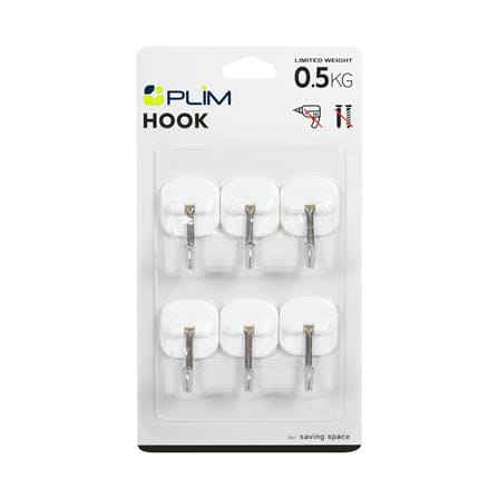 ขอแขวนเหลี่ยมติดเทปกาว PLIM XY-0904 สีขาว แพ็ก 6 ชิ้น_3