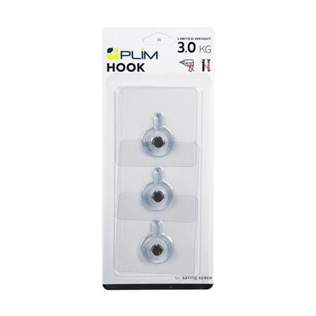 ขอแขวนเหลี่ยมติดเทปกาว PLIM XY-0104 สีใส แพ็ก 3 ชิ้น_3