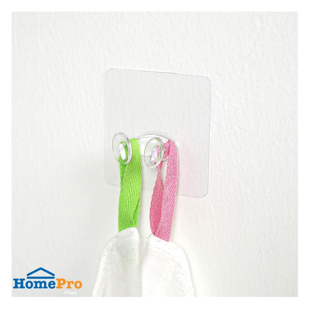 ขอแขวนเหลี่ยมติดเทปกาว PLIM XY-0102 สีใส แพ็ก 3 ชิ้น
