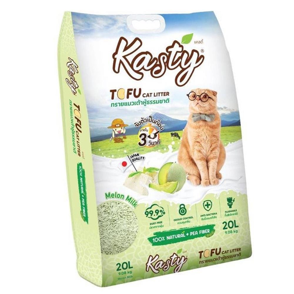 ทรายแมวเต้าหู้ KASTY TOFU CAT LITTER กลิ่นนมเมล่อน 20 ลิตร