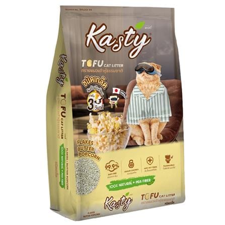 ทรายแมวเต้าหู้ KASTY FLAKES กลิ่นบัตเตอร์ ป๊อปคอร์น 20 ลิตร_0