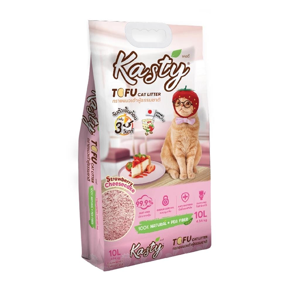 ทรายแมวเต้าหู้  KASTY TOFU CAT LITTER กลิ่น STRAWBERRY CHEESECAKE 10 ลิตร