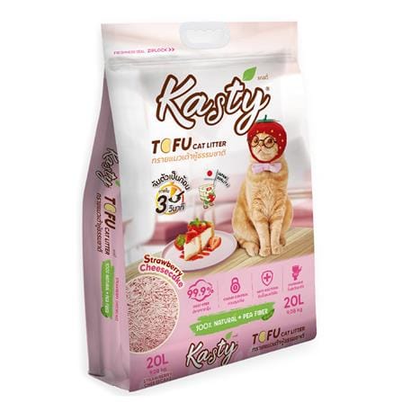 ทรายแมวเต้าหู้ KASTY TOFU CAT LITTER กลิ่นสตรอว์เบอร์รี่ชีสเค้ก 20 ลิตร_0