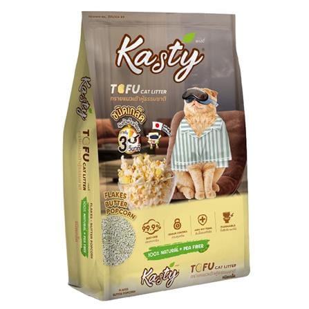 ทรายแมวเต้าหู้ KASTY FLAKES กลิ่นบัตเตอร์ ป๊อปคอร์น 6 ลิตร_0
