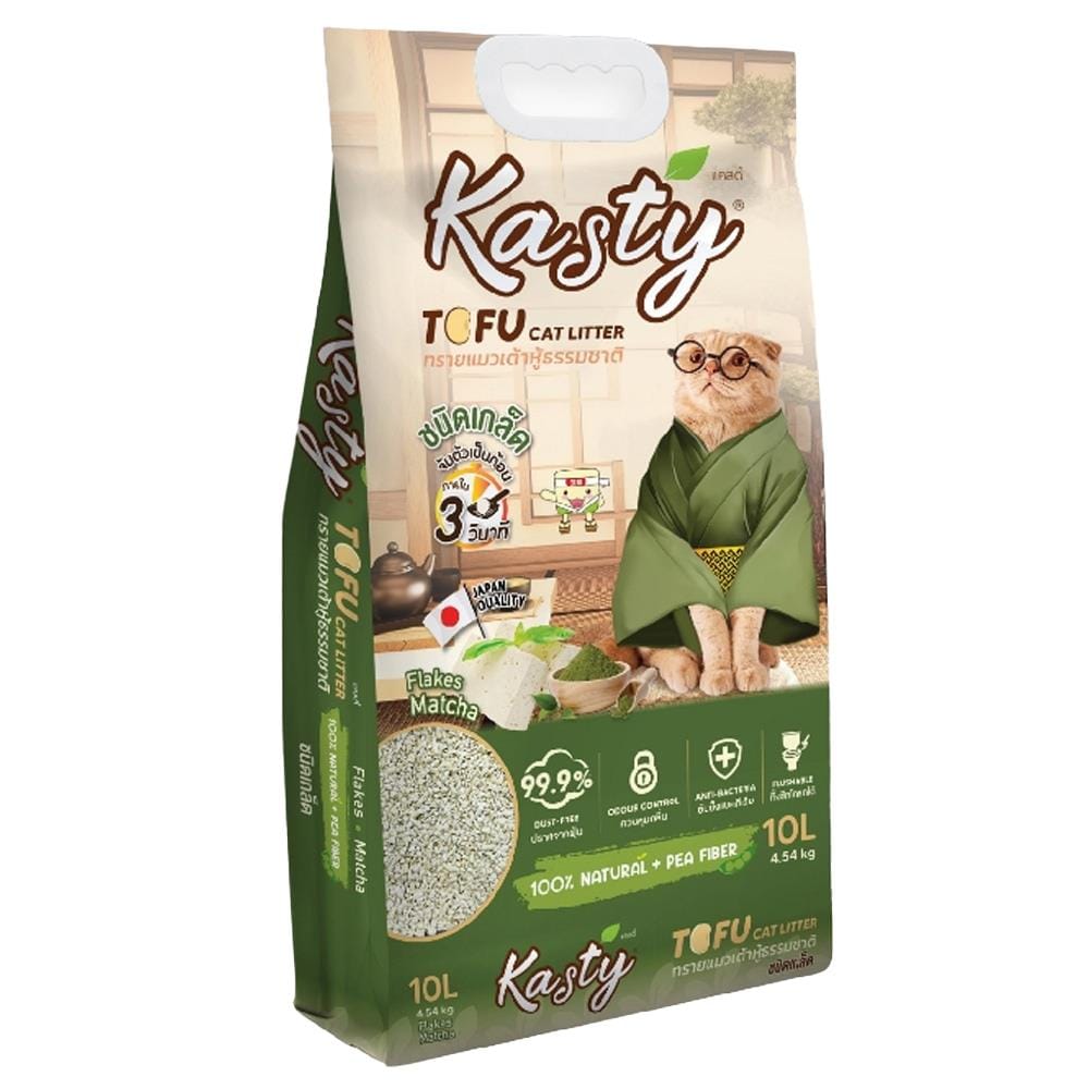 ทรายแมวเต้าหู้ KASTY FLAKES กลิ่นมัทฉะ 10 ลิตร