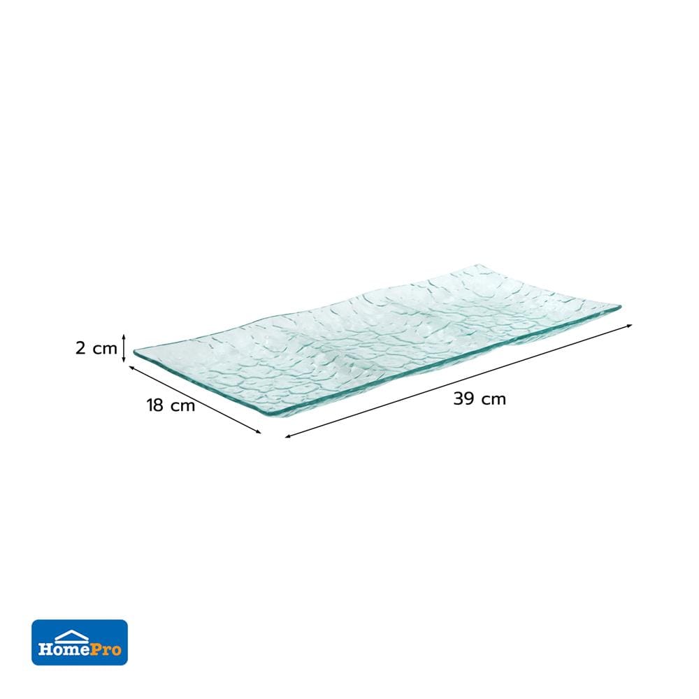 จานแก้วเหลี่ยม 3 ช่อง KECH 18X39 ซม.