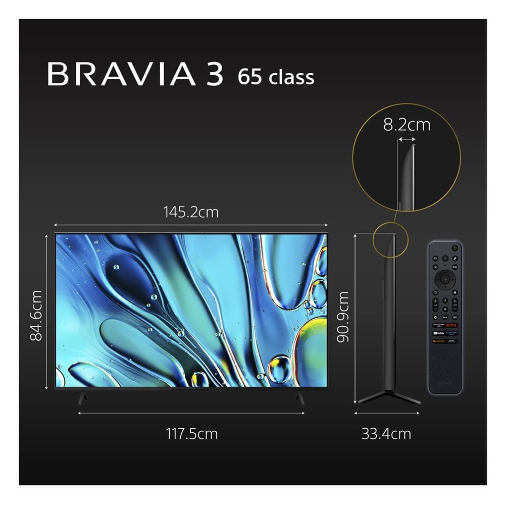 ทีวีแอลอีดี 65 นิ้ว SONY (4K, LED, GOOGLE TV) BRAVIA 3 K-65S30