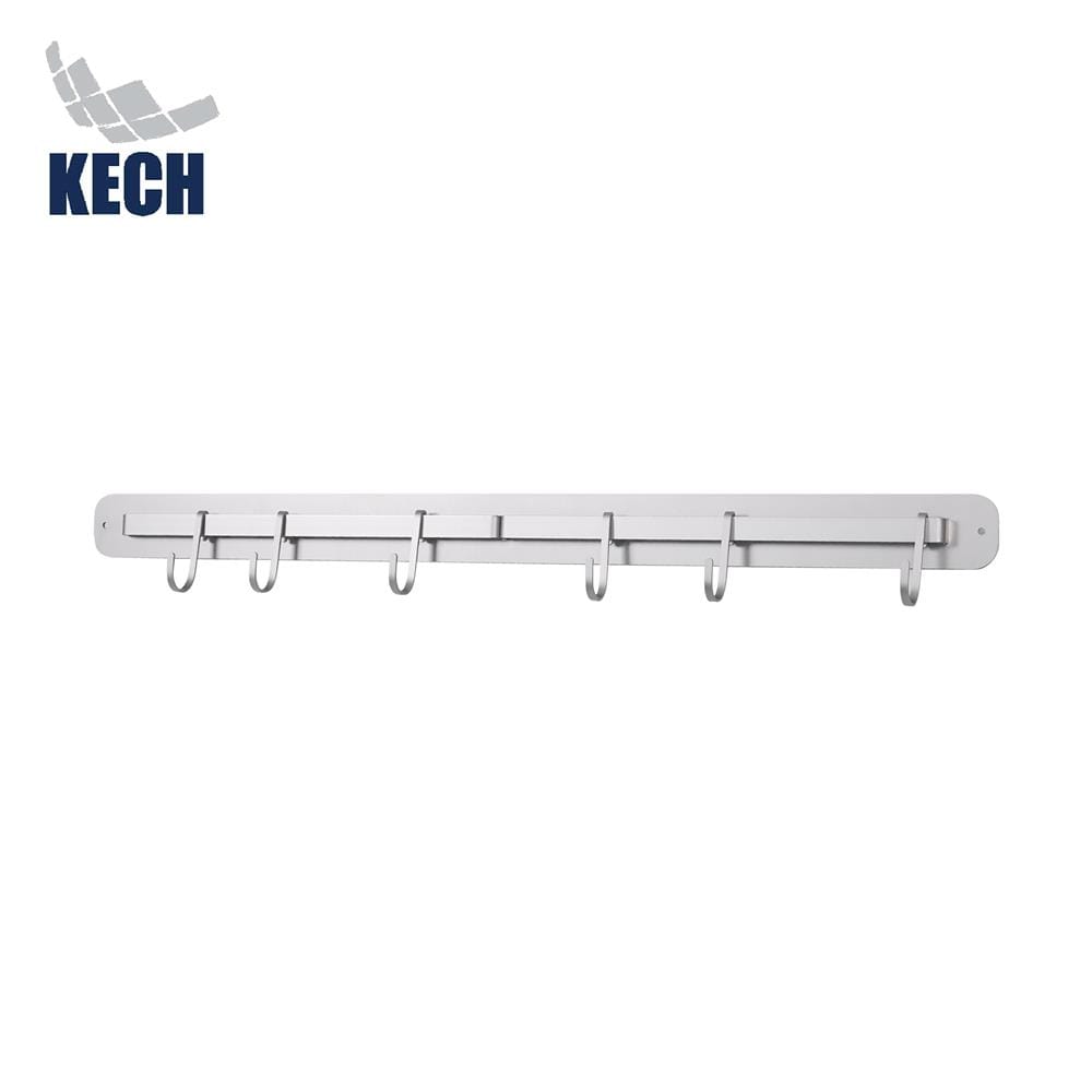 ราวแขวนอะลูมิเนียม 60 ซม. พร้อมตะขอ 6 ชิ้น KECH GRAY