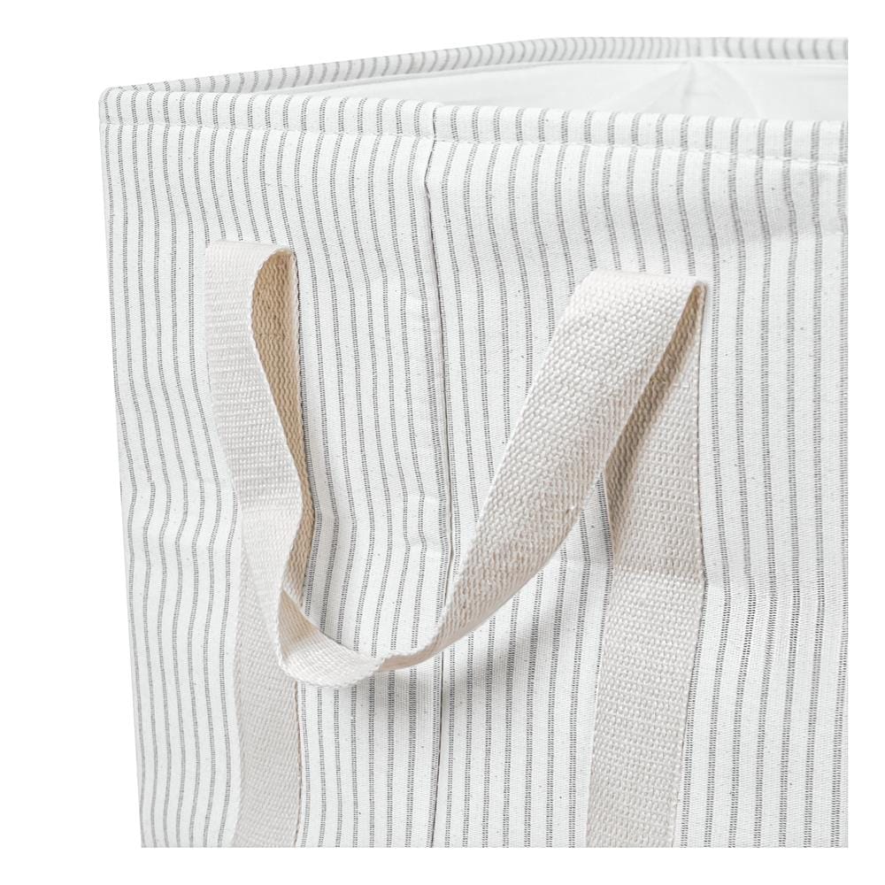 ถังผ้าเหลี่ยมหูหิ้ว PLIM STRIPES SIZE L สีเทา