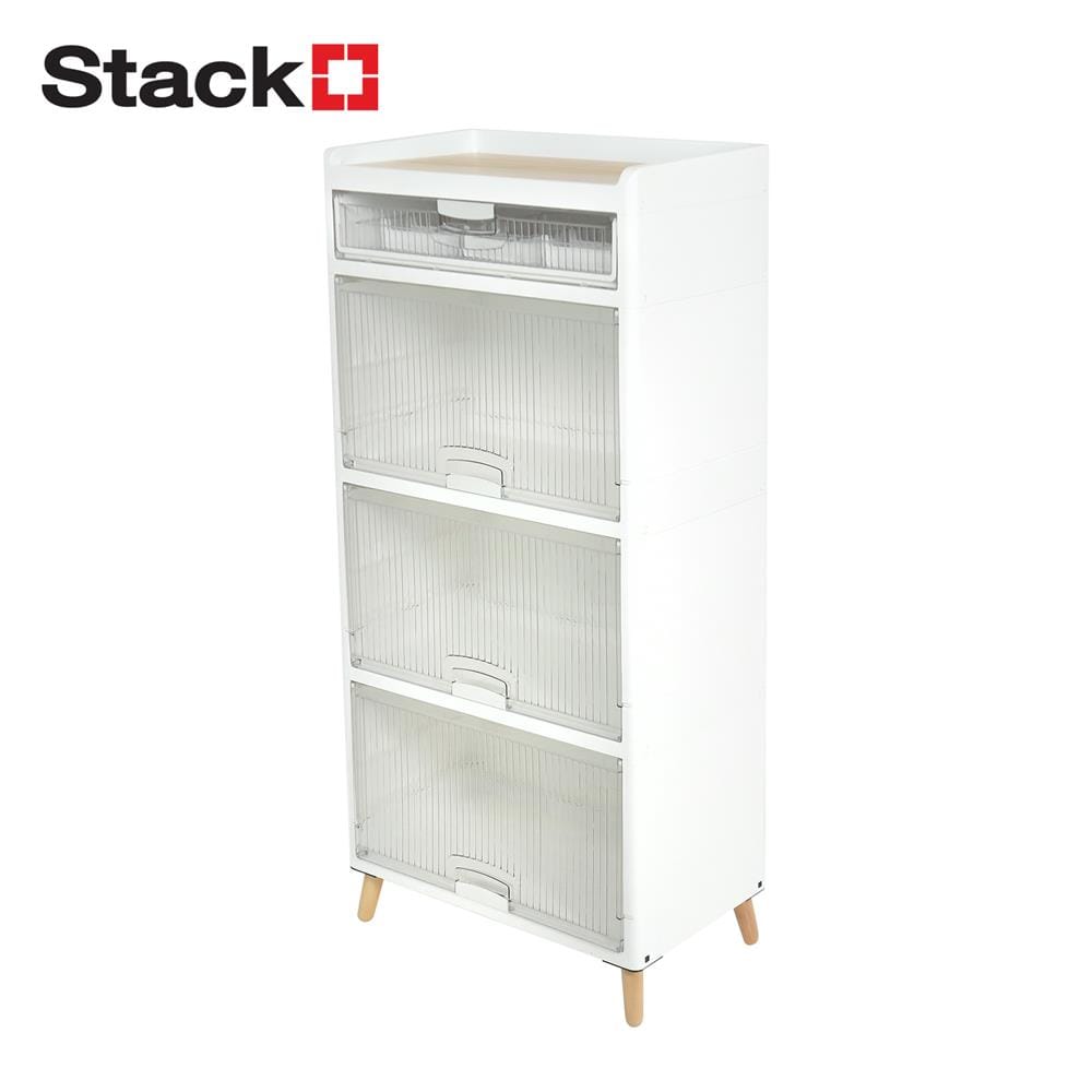 ตู้บานเปิด 3 ชั้น ขาไม้ STACKO JOIN 58x35x125.5 ซม. สีขาว