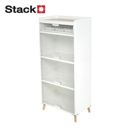 ตู้บานเปิด 3 ชั้น ขาไม้ STACKO JOIN 58x35x125.5 ซม. สีขาว_0
