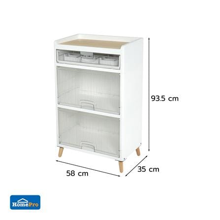ตู้บานเปิด 2 ชั้น ขาไม้ STACKO JOIN 58x35x93.5 ซม. สีขาว_9