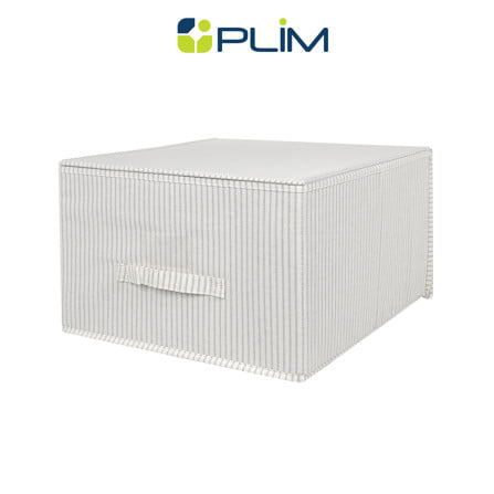 ถังผ้าเหลี่ยมมีฝา PLIM STRIPES SIZE L สีเทา_1