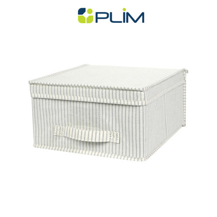 ถังผ้าเหลี่ยมมีฝา PLIM STRIPES SIZE S สีเทา_1