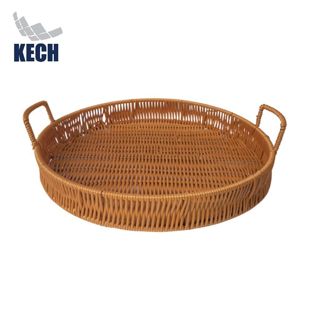 ตะกร้าหวายเทียมทรงกลมมีหูจับ KECH SIZE XL 35x4.5 ซม.