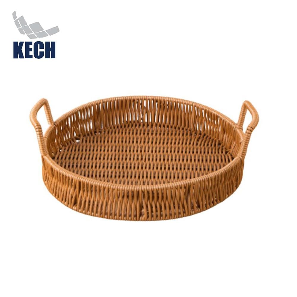 ตะกร้าหวายเทียมทรงกลมมีหูจับ KECH SIZE M 25x4.5 ซม.