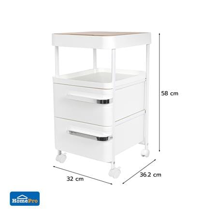 ตู้ลิ้นชัก 2 ชั้น 1 โล่ง STACKO BOLLY 32x36.2x58 ซม. สีขาว_9