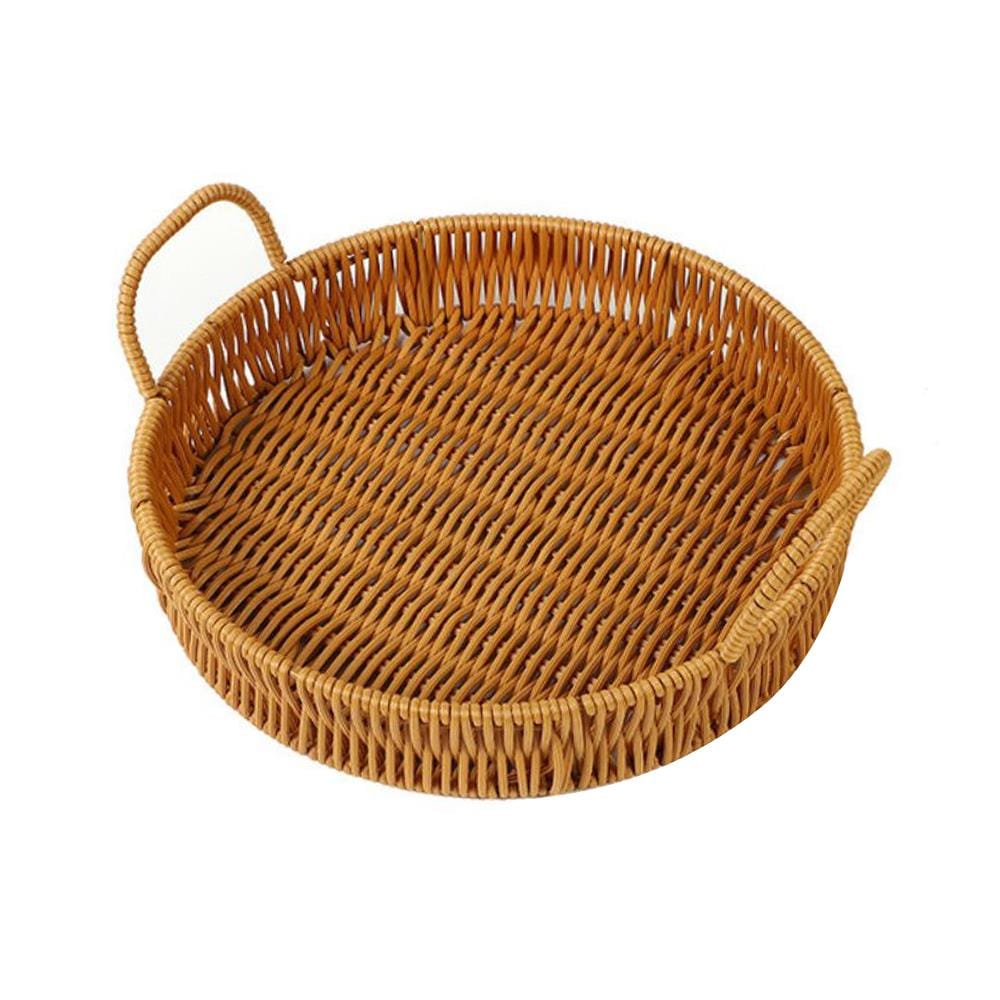 ตะกร้าหวายเทียมทรงกลมมีหูจับ KECH SIZE L 30x4.5 ซม.