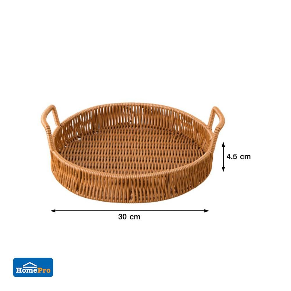 ตะกร้าหวายเทียมทรงกลมมีหูจับ KECH SIZE L 30x4.5 ซม.