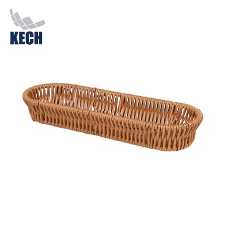 ถาดใส่อุปกรณ์ครัวหวายเทียมทรงรี KECH 27x9.5x4 ซม. สีน้ำตาล_1
