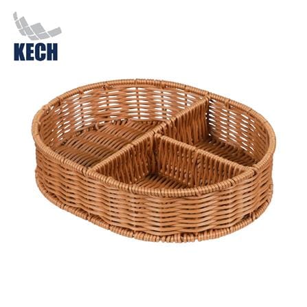 ตะกร้าหวายเทียมทรงรี 3 ช่อง KECH 26x20x6 ซม._0