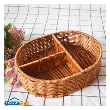 ตะกร้าหวายเทียมทรงรี 3 ช่อง KECH 26x20x6 ซม._4