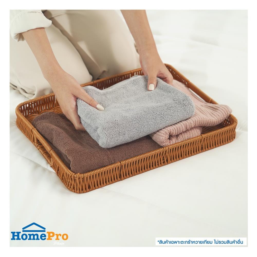 ตะกร้าหวายเทียมทรงเหลี่ยมมีช่องจับ KECH SIZE L 40x30x4.5 ซม.