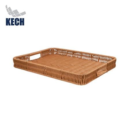 ตะกร้าหวายเทียมทรงเหลี่ยมมีช่องจับ KECH SIZE L 40x30x4.5 ซม._0