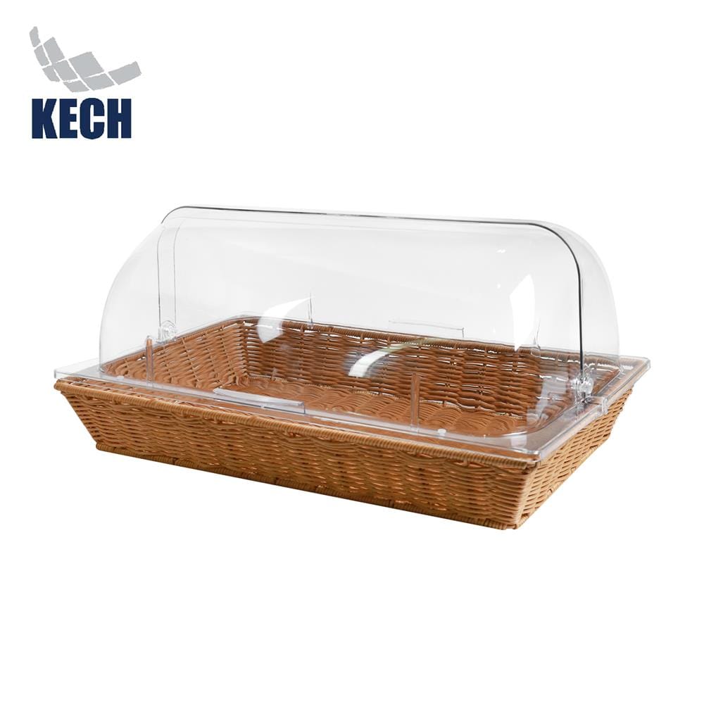 ตะกร้าหวายเทียม พร้อมฝาครอบพลาสติกใส KECH 53x32.5x24 ซม._1