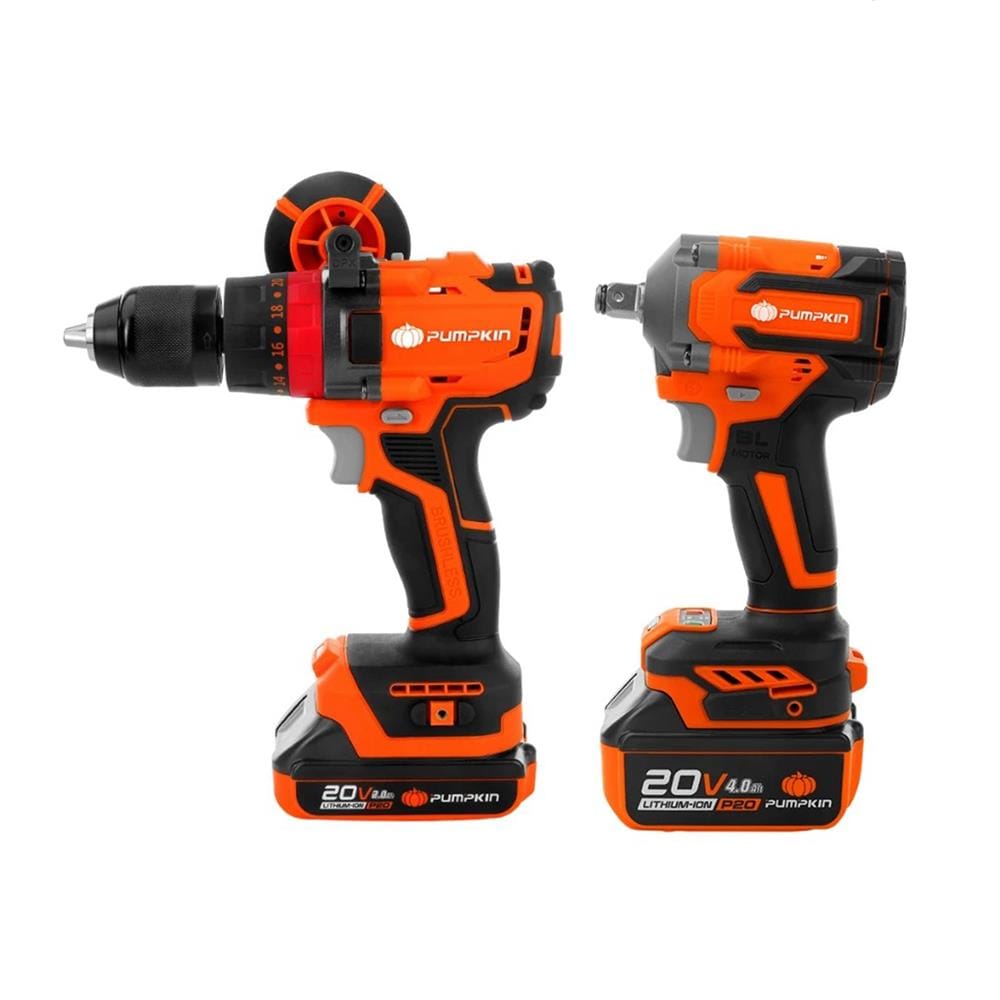 ชุดสว่านกระแทกและบล็อกกระแทกไร้สาย (พร้อมแบตเตอรี่) PUMPKIN 50296 INF-IMDIW-422CK 20 โวลต์