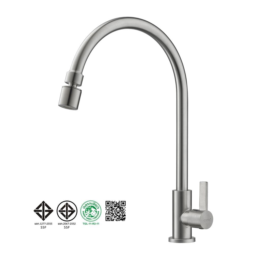 ก๊อกซิงค์เดี่ยวเคาน์เตอร์ COTTO CT1258(HM) สีโครม