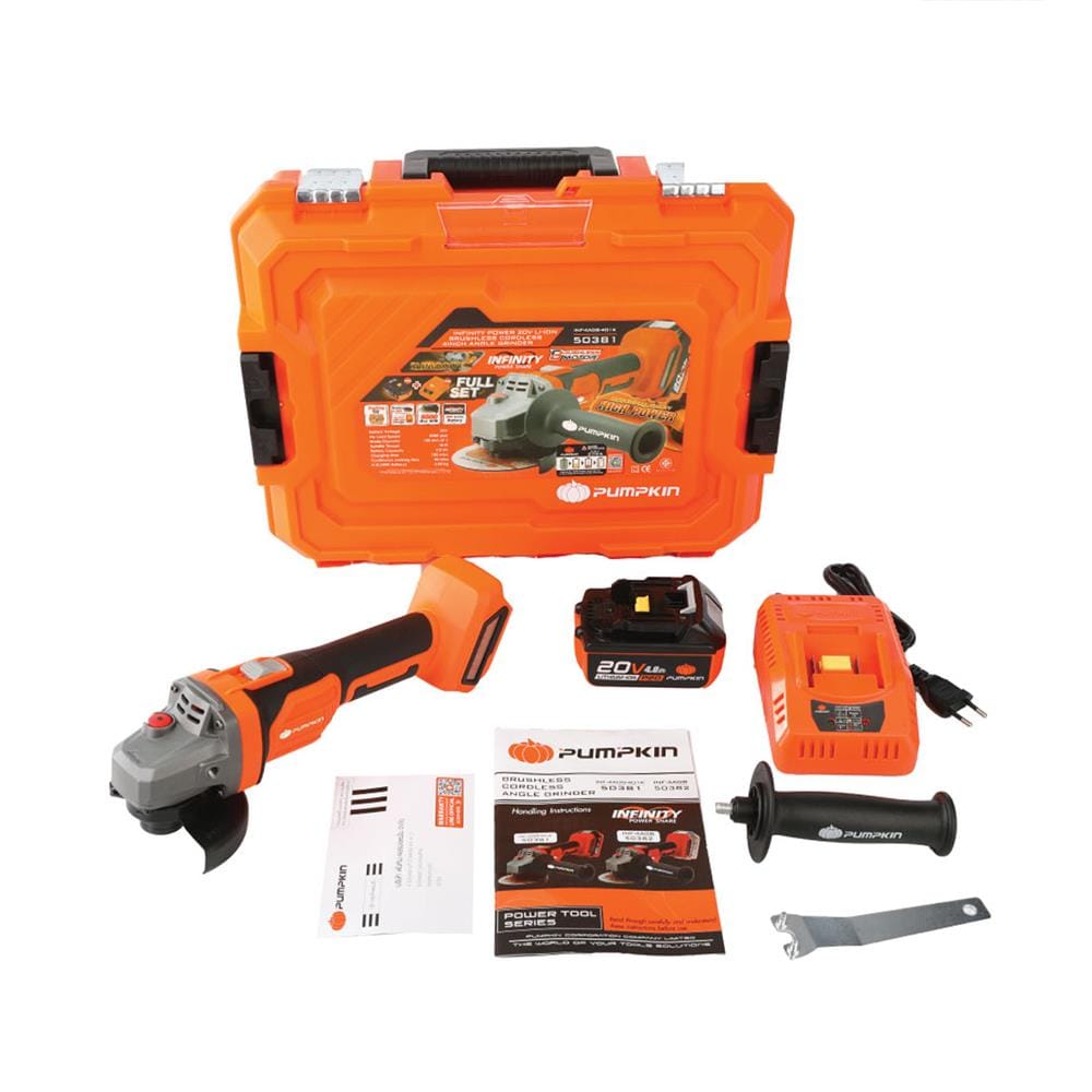 เครื่องเจียร์ไร้สาย (พร้อมแบตเตอรี่) PUMPKIN INF-4AGB-401K 50381 P20 20 โวลต์