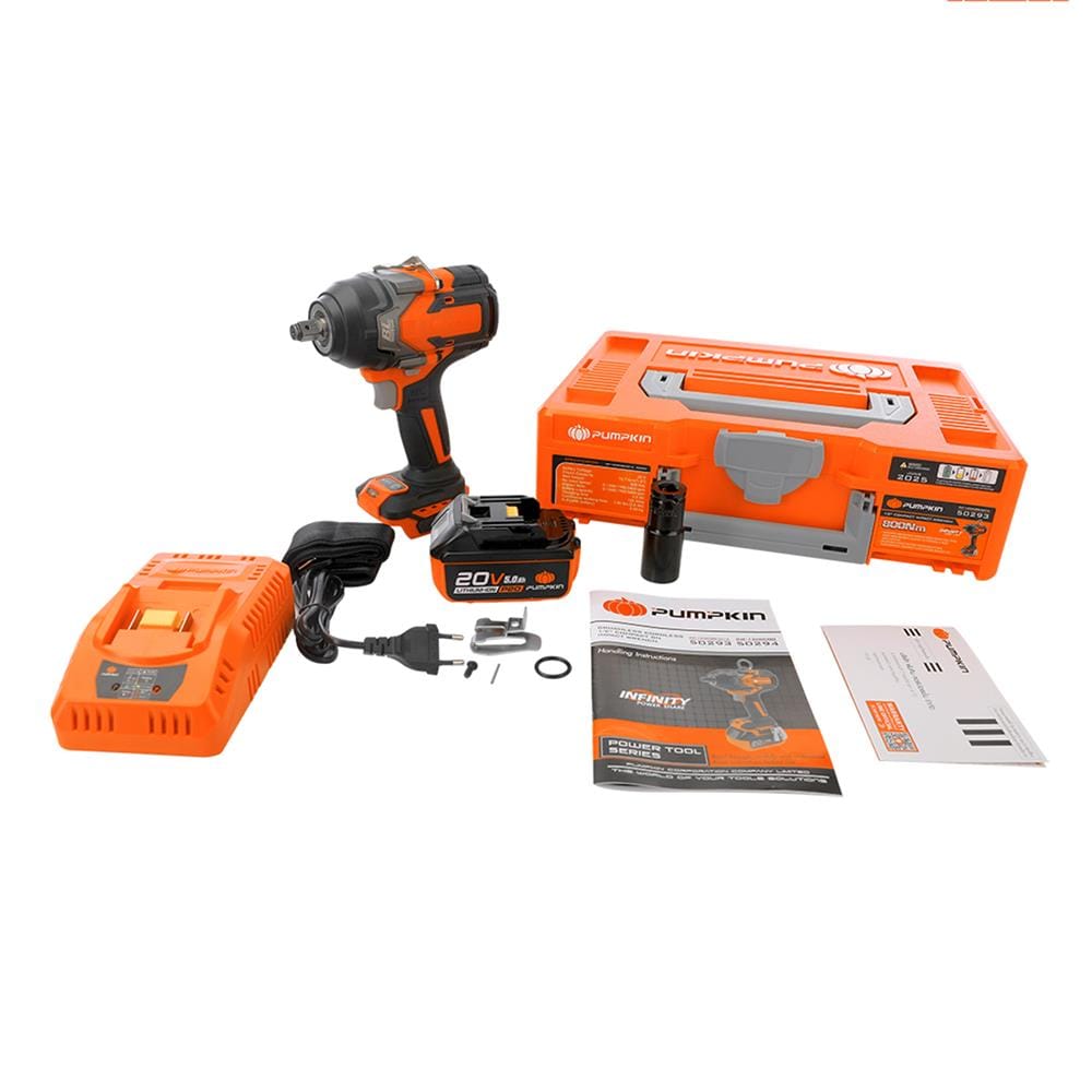 บล็อกกระแทกไร้สาย (พร้อมแบตเตอรี่) PUMPKIN BL INF-12IWCB8-501K 50293 1/2 นิ้ว 20 โวลต์