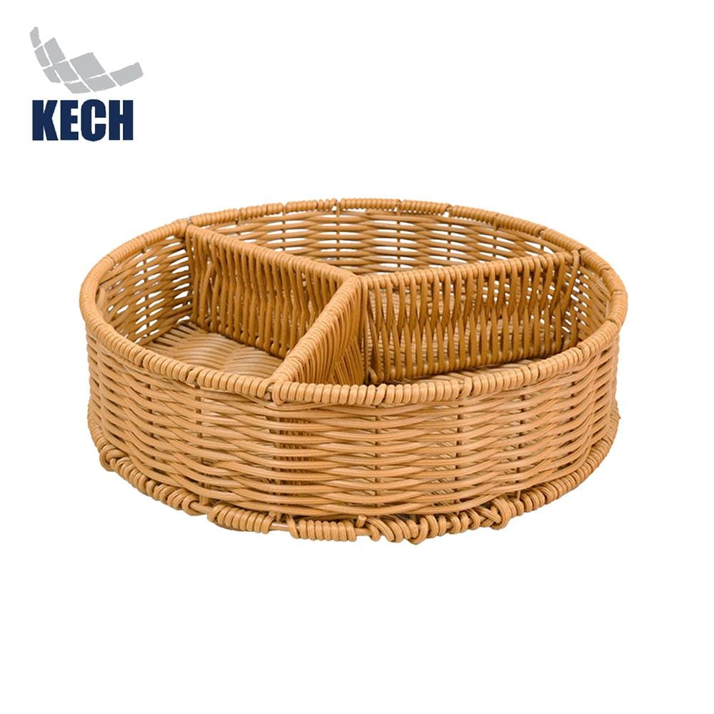 ตะกร้าหวายเทียมทรงกลม 3 ช่อง KECH 25x6 ซม._1