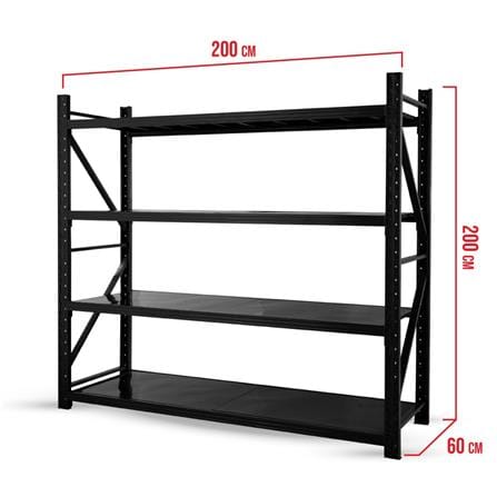 ชั้นเหล็ก 4 ชั้น C METAL 200X200X60 ซม. สีดำ_3