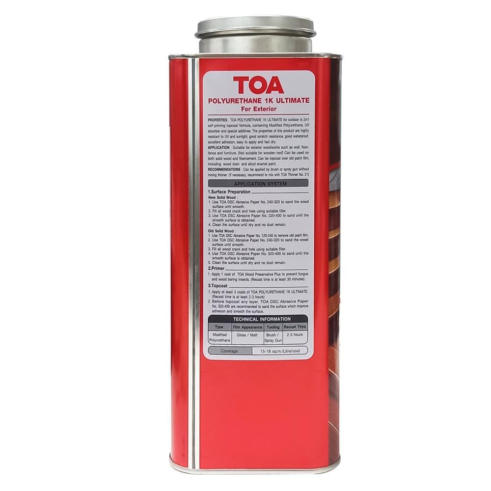 โพลียูรีเทนภายนอก TOA 1K ULTIMATE PG9900 สีใส เงา 3 ลิตร