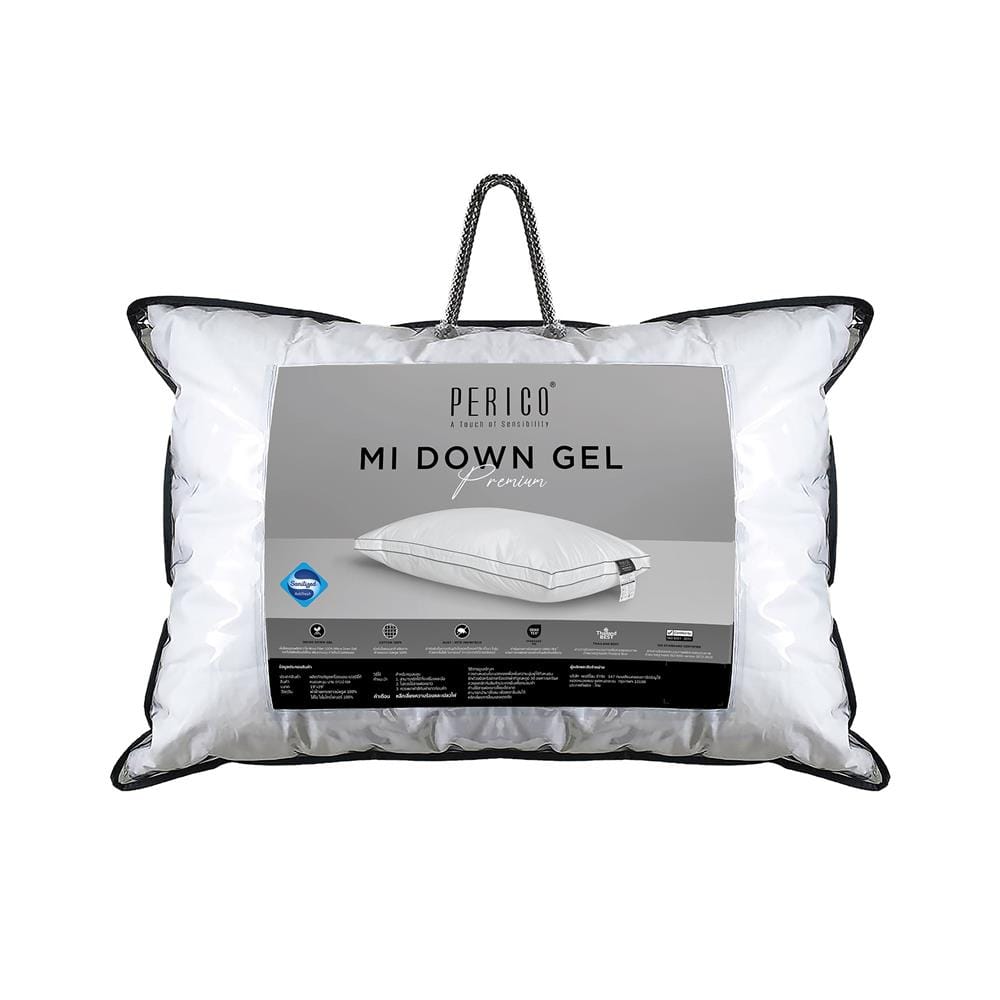 หมอนหนุน ขนห่านเทียม PERICO MI DOWN GEL PREMIUM 19x29 นิ้ว สีขาว