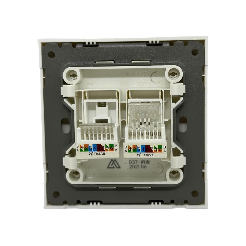 เต้ารับคอมพิวเตอร์คู่ CAT6 SAHN D37-WHM สีขาวด้าน