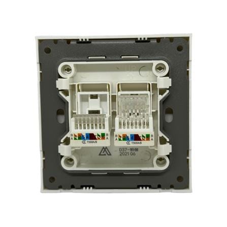 เต้ารับคอมพิวเตอร์คู่ CAT6 SAHN D37-WHM สีขาวด้าน_2