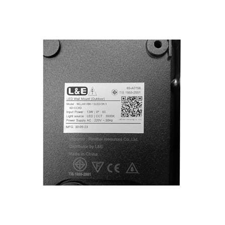 ไฟผนังภายนอก LED L&E 65-A0158 13 วัตต์ WARM WHITE สีดำ_7