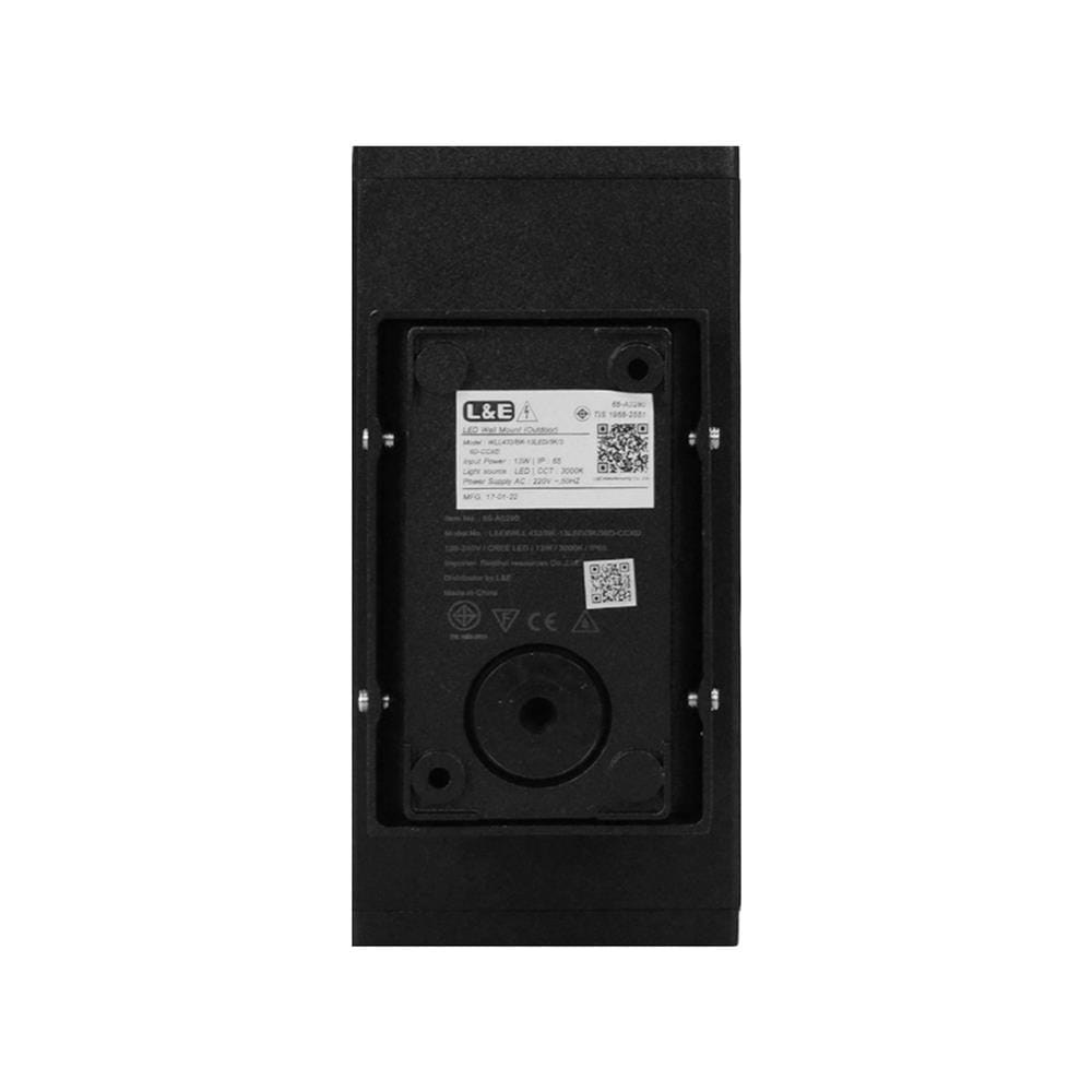 ไฟผนังภายนอก LED L&E 65-A0280 13 วัตต์ WARM WHITE สีดำ