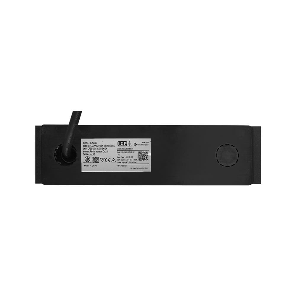 ไฟผนังภายนอก LED L&E 65-A0506 4 วัตต์ WARM WHITE สีดำ