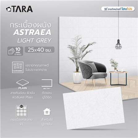 กระเบื้องผนัง 25x40 ซม. TARA เแอสเทรีย ไลท์ เกรย์_6