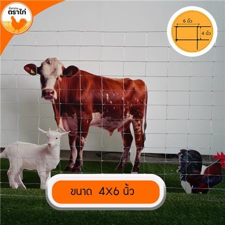 รั้วตาข่าย ตราไก่ ช่องตาถี่ 4X6 นิ้ว 1.2X30 ม._7