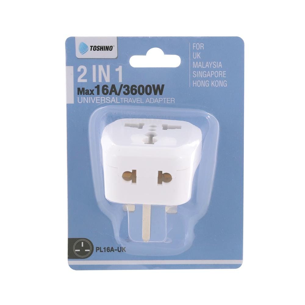 ปลั๊กแปลง 2 IN 1 UNIVERSAL 3 ขาแบน TOSHINO PL16A-UK 16 แอมป์