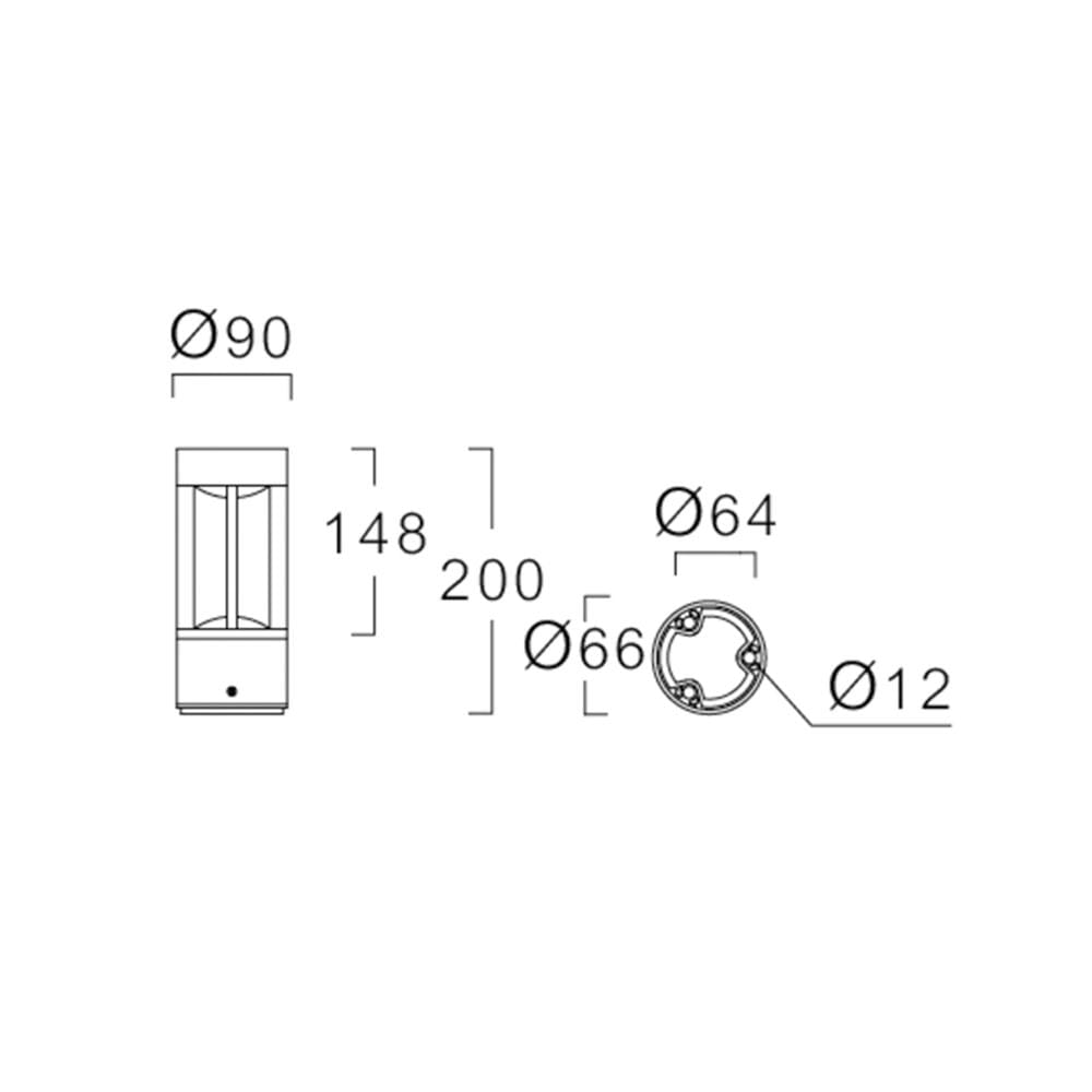 ไฟหัวเสา LED L&E  9P-A0246 6 วัตต์ WARM WHITE สีดำ