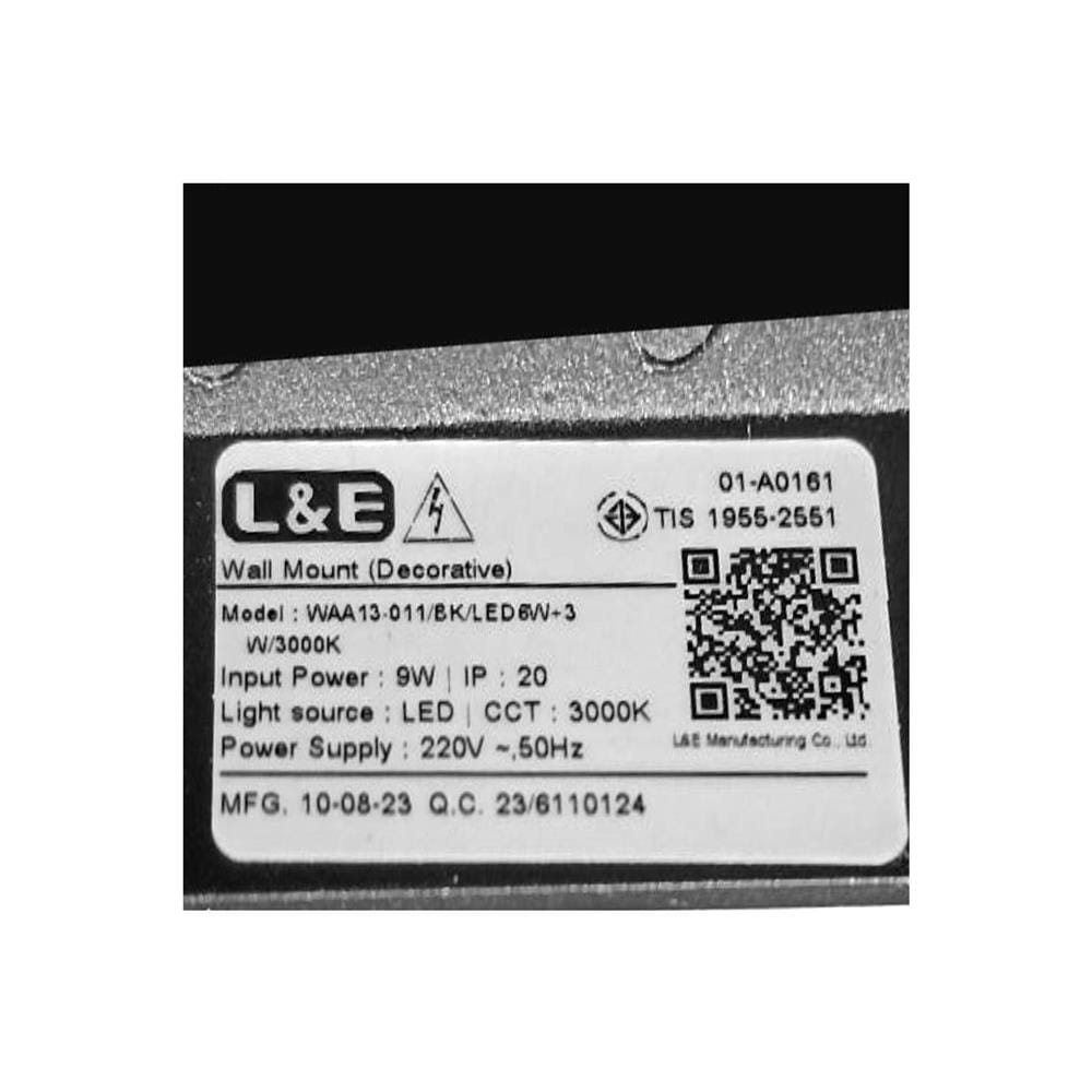 ไฟกิ่งภายใน LED L&E 01-A0161 6 วัตต์ WARM WHITE สีดำ 1 หัว