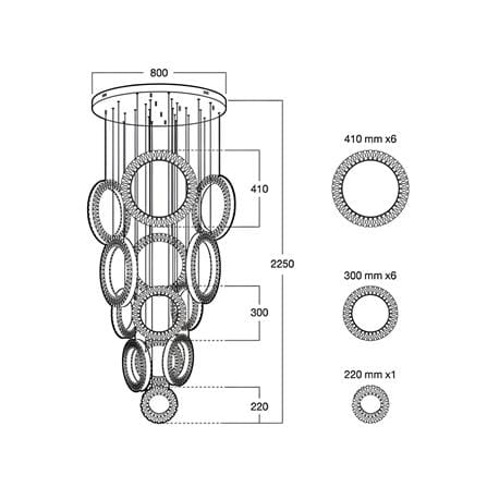ไฟช่อ LED L&E 01-A0246 150 วัตต์ WARM WHITE สีทอง 13 หัว_2