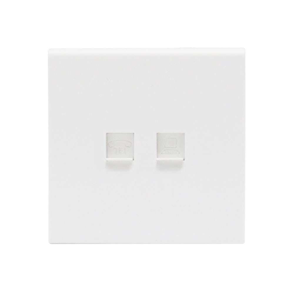 เต้ารับโทรศัพท์และคอมพิวเตอร์ SAHN 6P/6C D19-WHM  สีขาวด้าน_1
