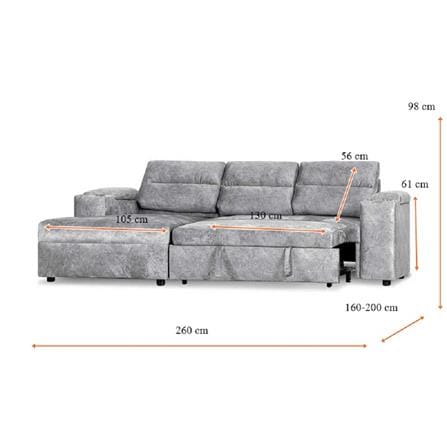 โซฟาเบด AS FURNITURE BICHONG RCGYU39 สีเทาอ่อน_9